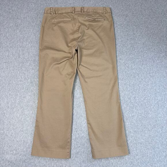 J.Crew Stretch City Fit Pants WMNS 10 Tan Mid Rise Wide Leg Trouser Cotton Blend - Picture 2 of 8